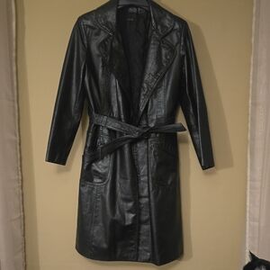 Black Leather Women's Coat